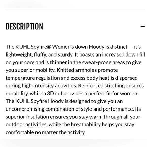 KUHL’s  Women's black SPYFIRE -Black hoody  Puffer Jacket- NEW - Picture 12 of 12